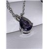 Image 3 : Tear Drop Solitaire 1.1 Carat Pear Cut Amethyst Pendant with chain Set