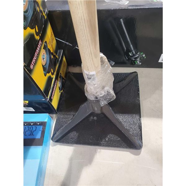 New Garant Hand Tamper - 8 X 8 Forged Steel Blade, Ash Wood Handle