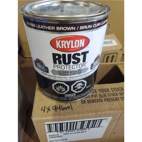 Krylon Rust Protector Paint Gloss Leather Brown - 4X 946ml