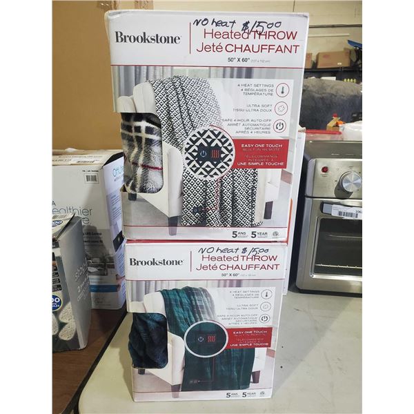Lot of 2 Brookstone Heated Throws - OPEN BOX - SOLD AS IS