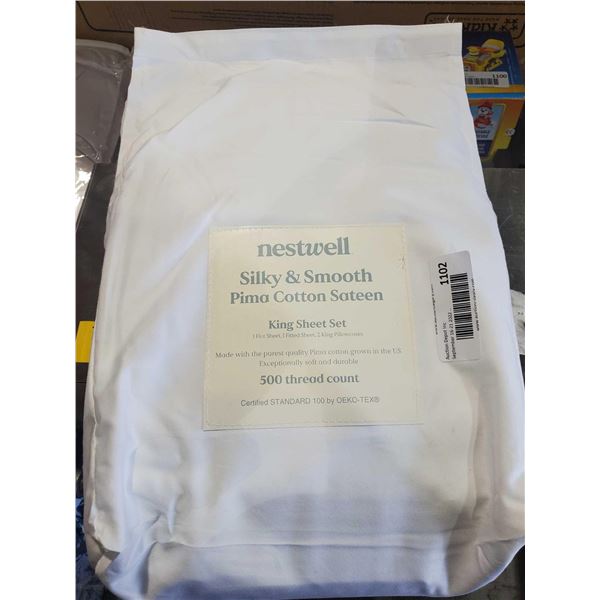 Nestwell Silky & Smooth Prima Cotton Sheet Set  - King Size - OPEN BOX - SOLD AS IS