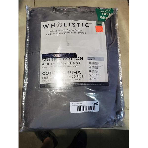 Wholistic Supima Cotton 400 Thread Count 6 Pc Sheet Set  - King Size - OPEN BOX - SOLD AS IS