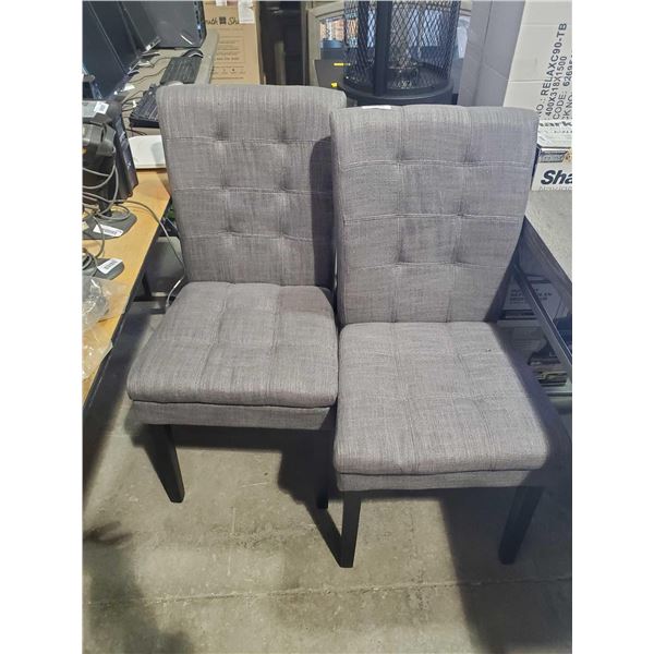 Lot of 2 Gray Upholstered Dining Chairs - OUT OF BOX - SOLD AS IS