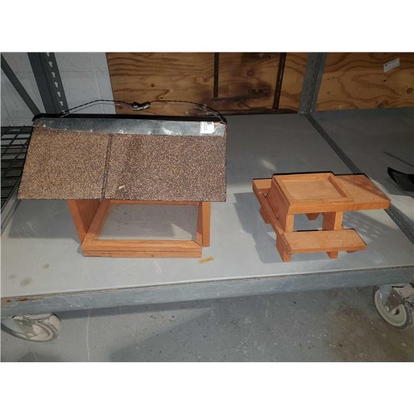 Locally Made Hanging Bird Feeder and Bird House with Shingled Roof