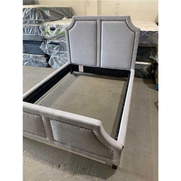Queen Size Upholstered Bed Frame -  OUT OF BOX - SOLD AS IS