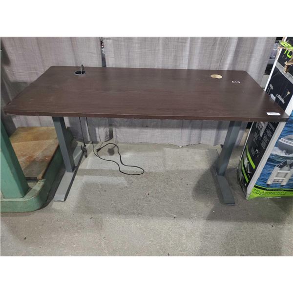 WOODEN DESK WITH METAL LEGS & WIRELESS CHARGING STATION - untested, OUT OF BOX - SOLD AS IS