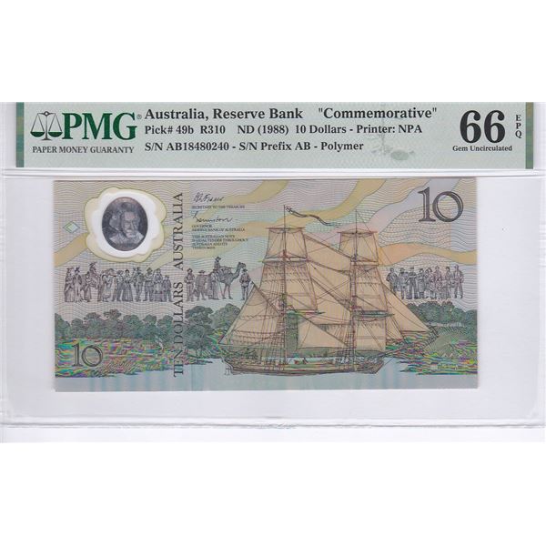 Australia, Reserve Bank, 10 dollars, ND 1988, Commemorative, P-49b, PMG 66EPQ