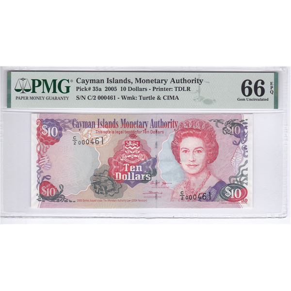 Cayman Islands, Monetary Authority, 10 dollars, 2005, P-35a, PMG 66EPQ