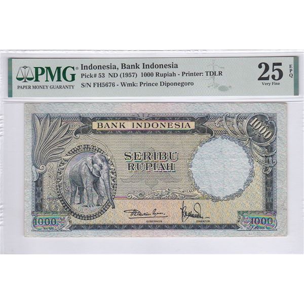 Indonesia, 1000 Rupiah, ND 1957, P-53, PMG 25EPQ