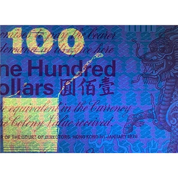 Hong Kong, Chartered Bank, 100 dollars, 1979, Prefix A, P-79a, PMG 55