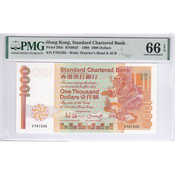 Hong Kong, Standard Chartered Bank, 1000 dollars, 1988, P-283c, PMG 66EPQ