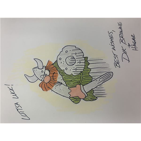 Hagar Sketch Signed by Dik Browne