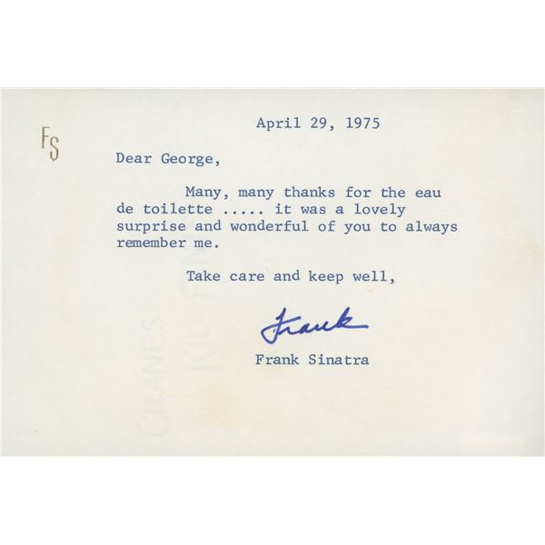 Frank Sinatra signed personal note