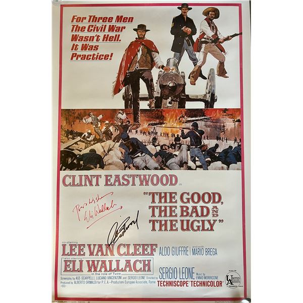 The Good The Bad And The Ugly cast signed movie poster