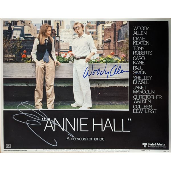 Annie Hall Woody Allen and Diane Keaton signed original 1977 vintage lobby card