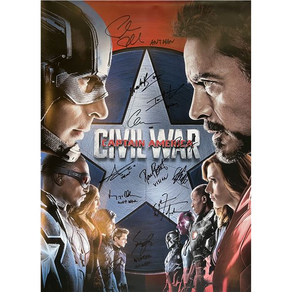 Captain America Civil War cast signed movie poster