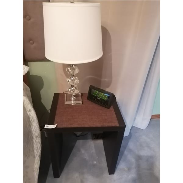 Leather-Style Nighstand with Crystal-Look Lamp and RCA Alarm Clock