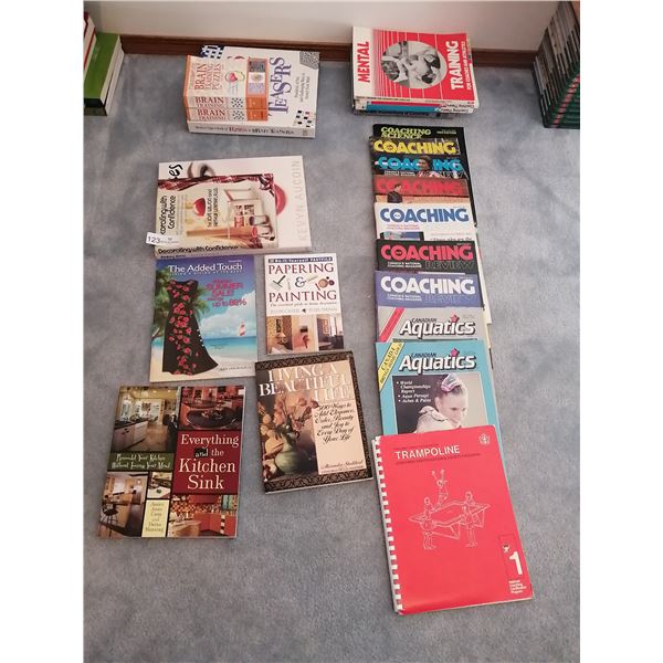 Assortment of Sports Coaching Materials, Puzzles and Other Books