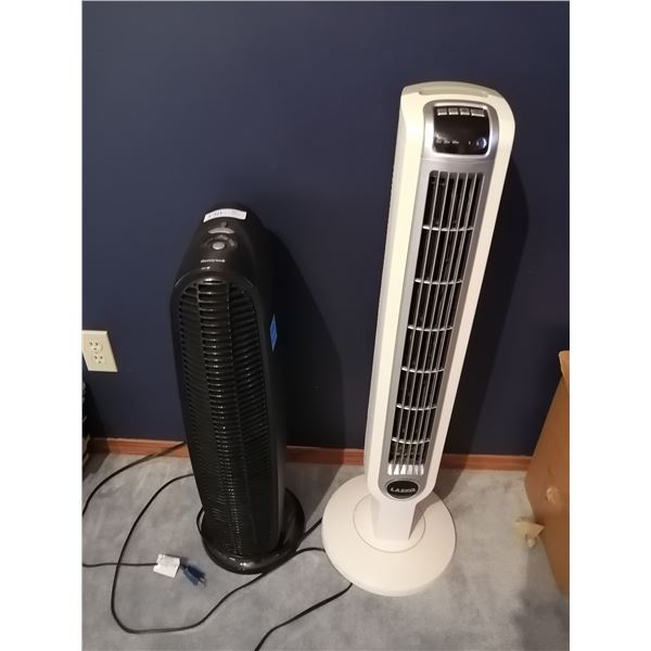 2 x Tower Fans - Honeywell (Model HFD140BC) and Lasko (Model 2510C)