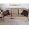 Image 2 : Beige Suede Sofa w/ 2 x Throw Pillows