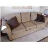 Image 3 : Beige Suede Sofa w/ 2 x Throw Pillows