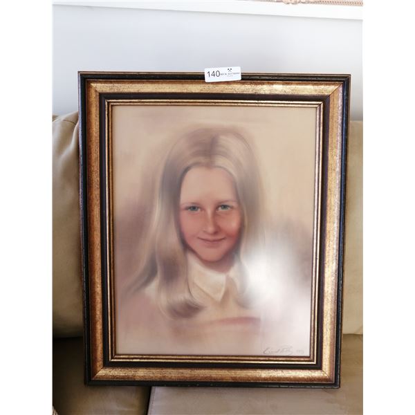 Framed Portrait of Girl - By Lind Pilby (1973)