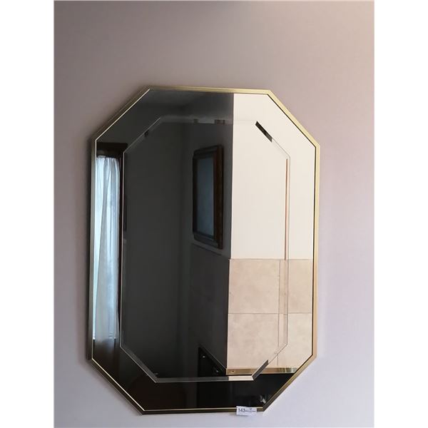 Octagonal Wall Mirror w/ Brass Colored Trim