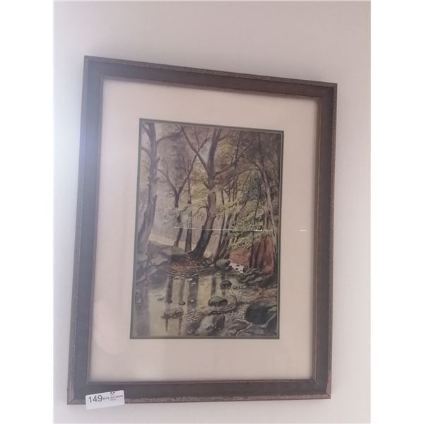 Framed Artwork of Forest Scene - Artist Unknown