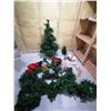 Image 1 : Small Christmas Tree, Garland, Tree Furnishings, and Other Decorations