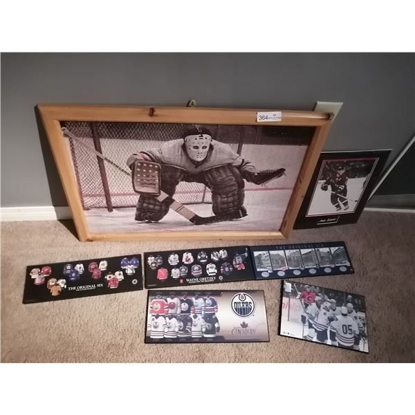 Framed Hockey Jigsaw Puzzle and Assorted Collectible Hockey Wall Decor