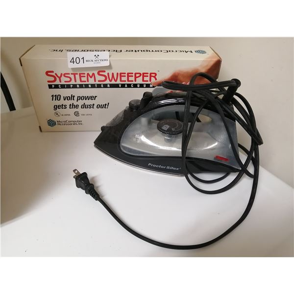 System Sweeper PC/Printer Vacuum and Proctor-Silex Clothing Iron