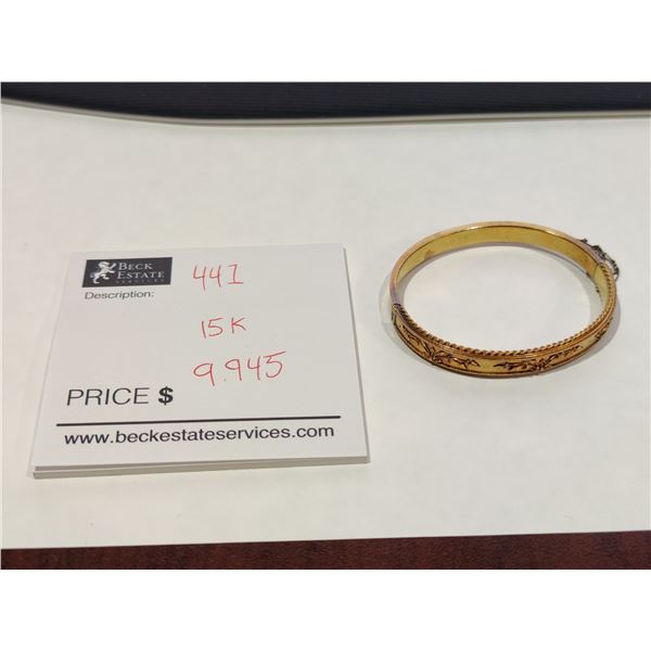 Antique 15K Gold Bangle with Safety Chain