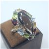 Image 2 : SILVER SMOKEY QUARTZ AND PERIDOT ETC.(8.8CT) RING