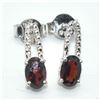 Image 1 : SILVER GARNET(1.15CT) RHODIUM PLATED EARRINGS