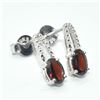 Image 2 : SILVER GARNET(1.15CT) RHODIUM PLATED EARRINGS