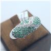 Image 2 : SILVER EMERALD AND WHITE TOPAZ(0.9CT) RING
