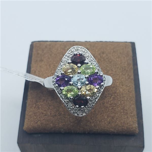 SILVER AMETHYST AND WHITE TOPAZ(1.7CT) RING