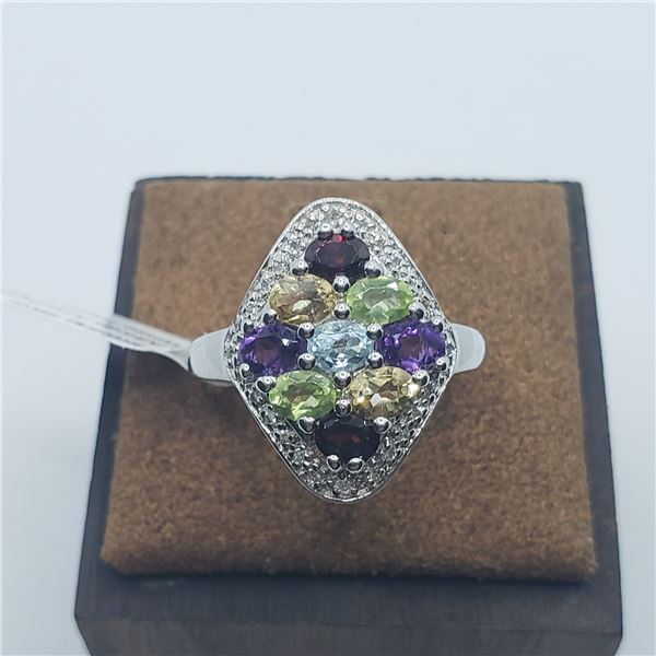 SILVER AMETHYST AND WHITE TOPAZ(1.7CT) RING