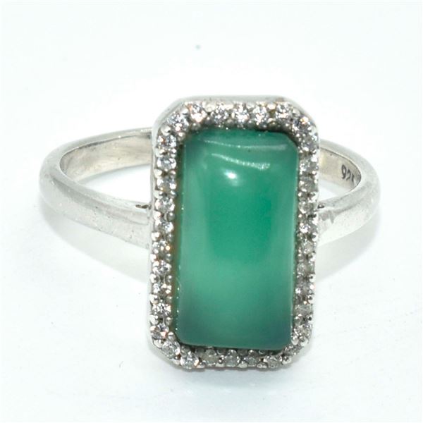 SILVER GREEN ONYX CZ(2.75CT) RHODIUM PLATED