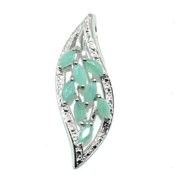 SILVER EMERALD(0.85CT) RHODIUM PLATED PENDANT