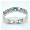 Image 2 : SILVER BLUE TOPAZ CZ(0.8CT) RHODIUM PLATED RING