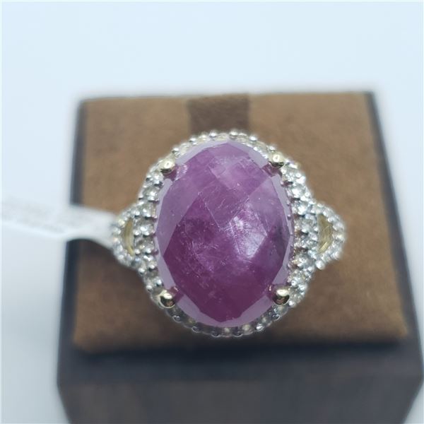 SILVER TANZANITE AND PINK MORGANITE(5.1CT) RING