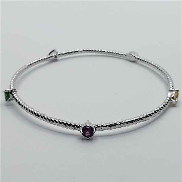 SILVER CHORME DIOPSIDE AND TOPAZ(3CT) BANGLE