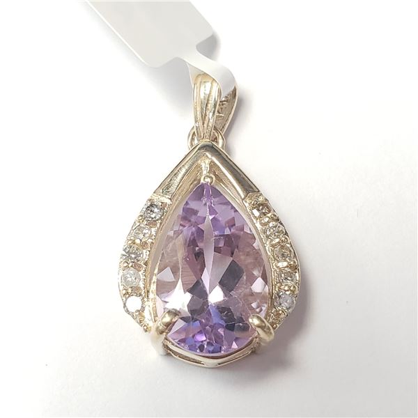 14K YELLOW GOLD AMETHYST(3.6CT) DIAMOND(0.12CT)