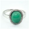 Image 1 : SILVER GREEN ONYX CZ(3.6CT) RHODIUM PLATED RING