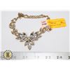 Image 1 : FASHION NECKLACE, CLEAR RHINESTONES