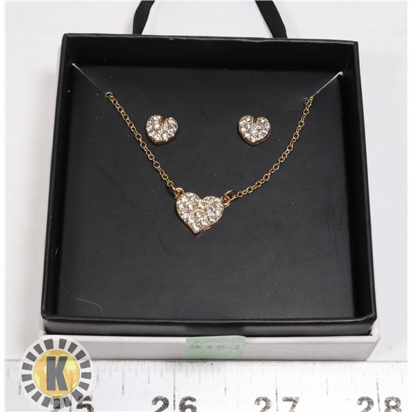 NEW RHINESTONE HEART SHAPED JEWELRY SET EARRINGS