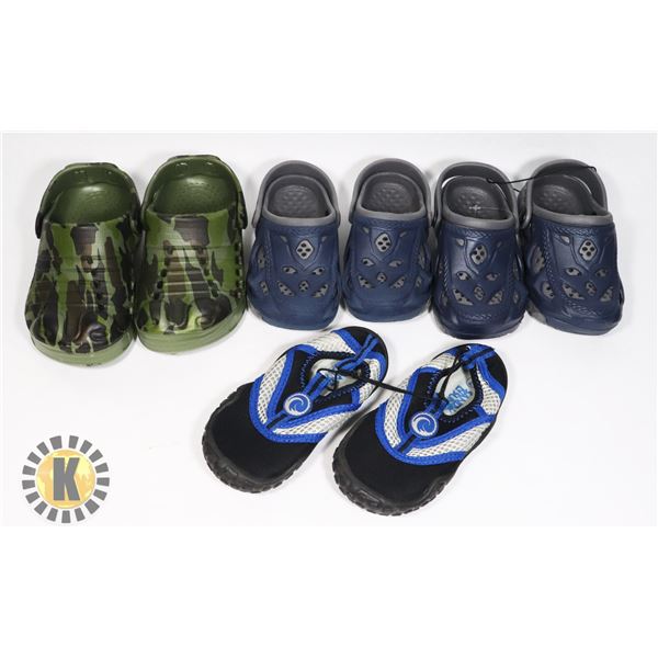 4 PAIRS KIDS CROCK STYLE SHOES/ SWIM SHOES