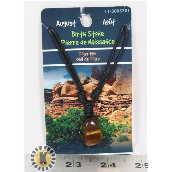 AUGUST BIRTH STONE TIGER EYE ON CORD