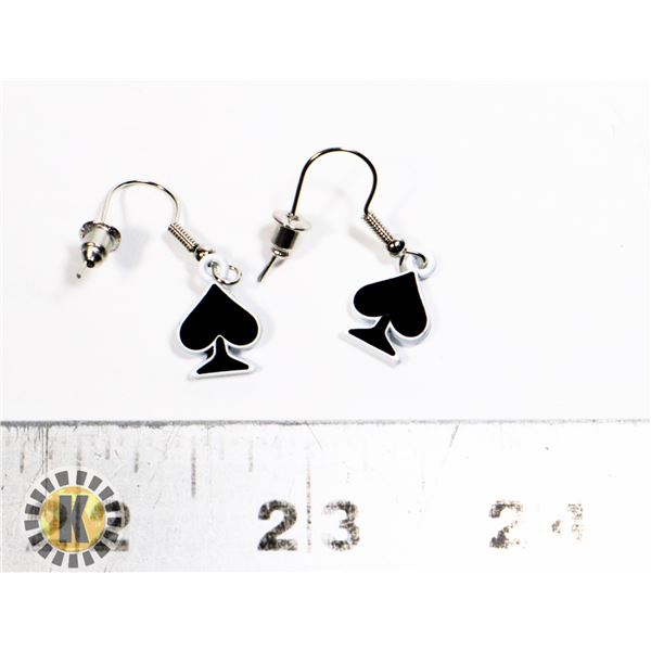 NEW BLACK SPADE SHAPE EARRINGS